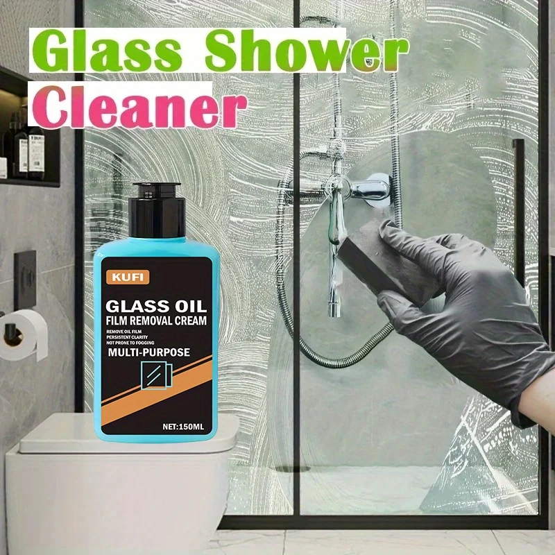 Glass Polishing Compound, Removes Oil Film & Oxidation, for Bathroom, Shower, Car Glass & Home Windows, Bright & Clear