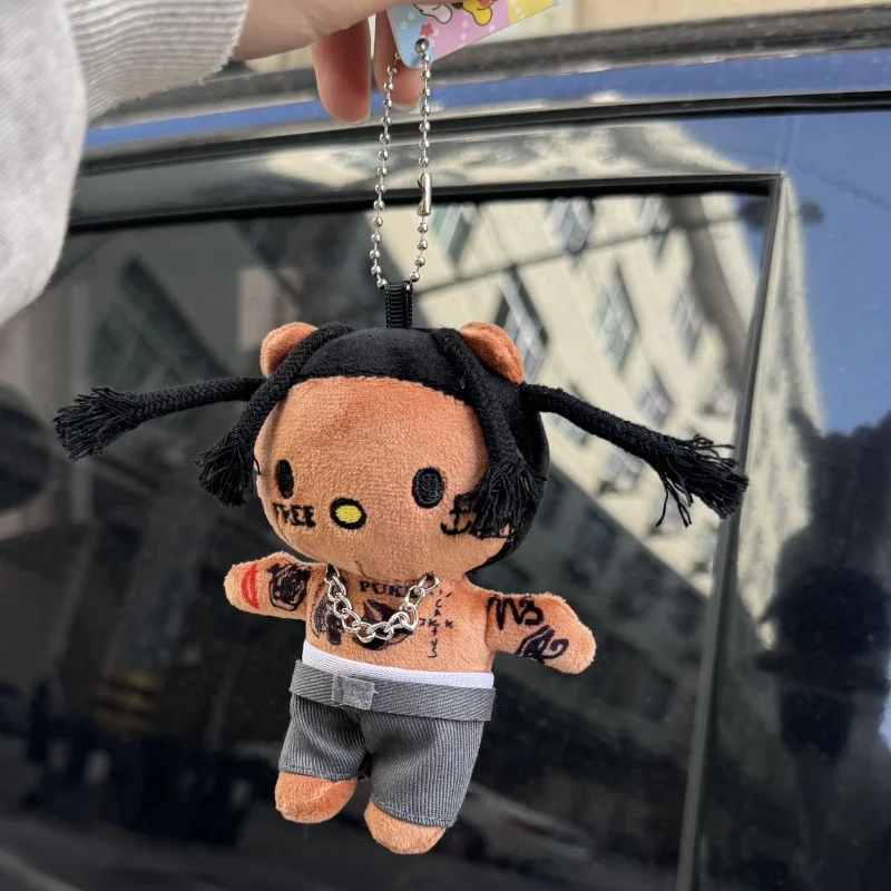 Schattig nieuw model trend zwarte huid rap zanger Hello Kitty cartoon periferie cool meisje veelzijdig pakket hangende hottie pop sleutelhanger