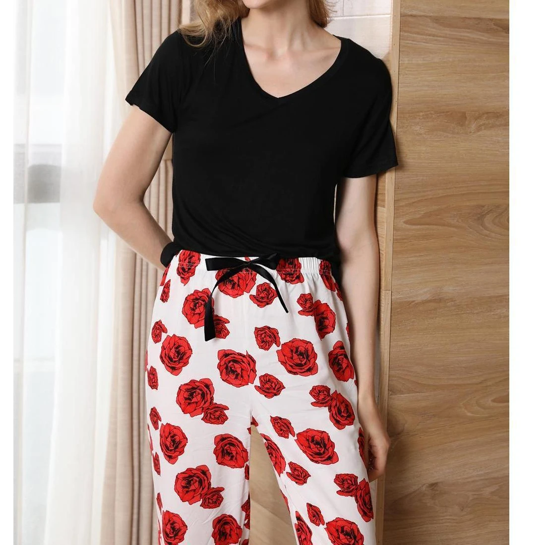 

floral print crop Pajama sets cropped short women mujer conjuntos pijamas conjunto pyjama pijama femme outfit lounge sleepwear