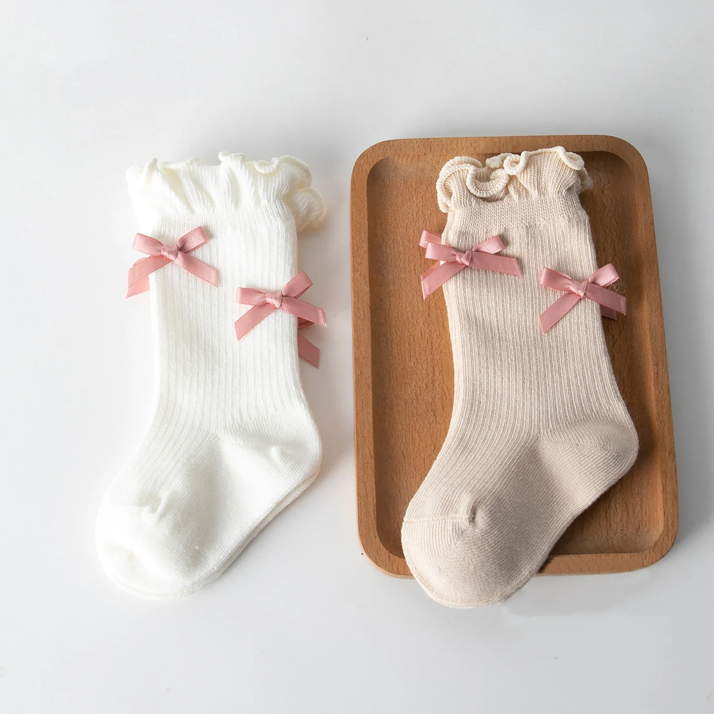 

Весенне-осенние носки для новорожденных девочек, модные милые носки принцессы с бантом, высококачественные хлопковые носки средней длины для малышей