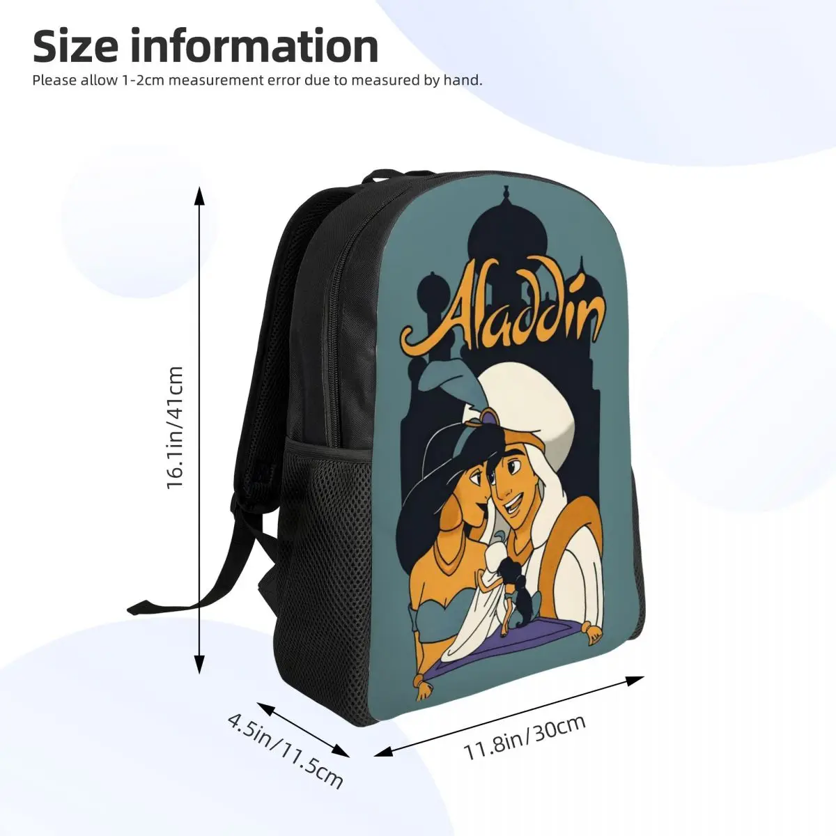 Mochila de viaje personalizada de Aladino para hombres y mujeres, mochila escolar para ordenador, película de fantasía Musical, mochila para estudiantes universitarios