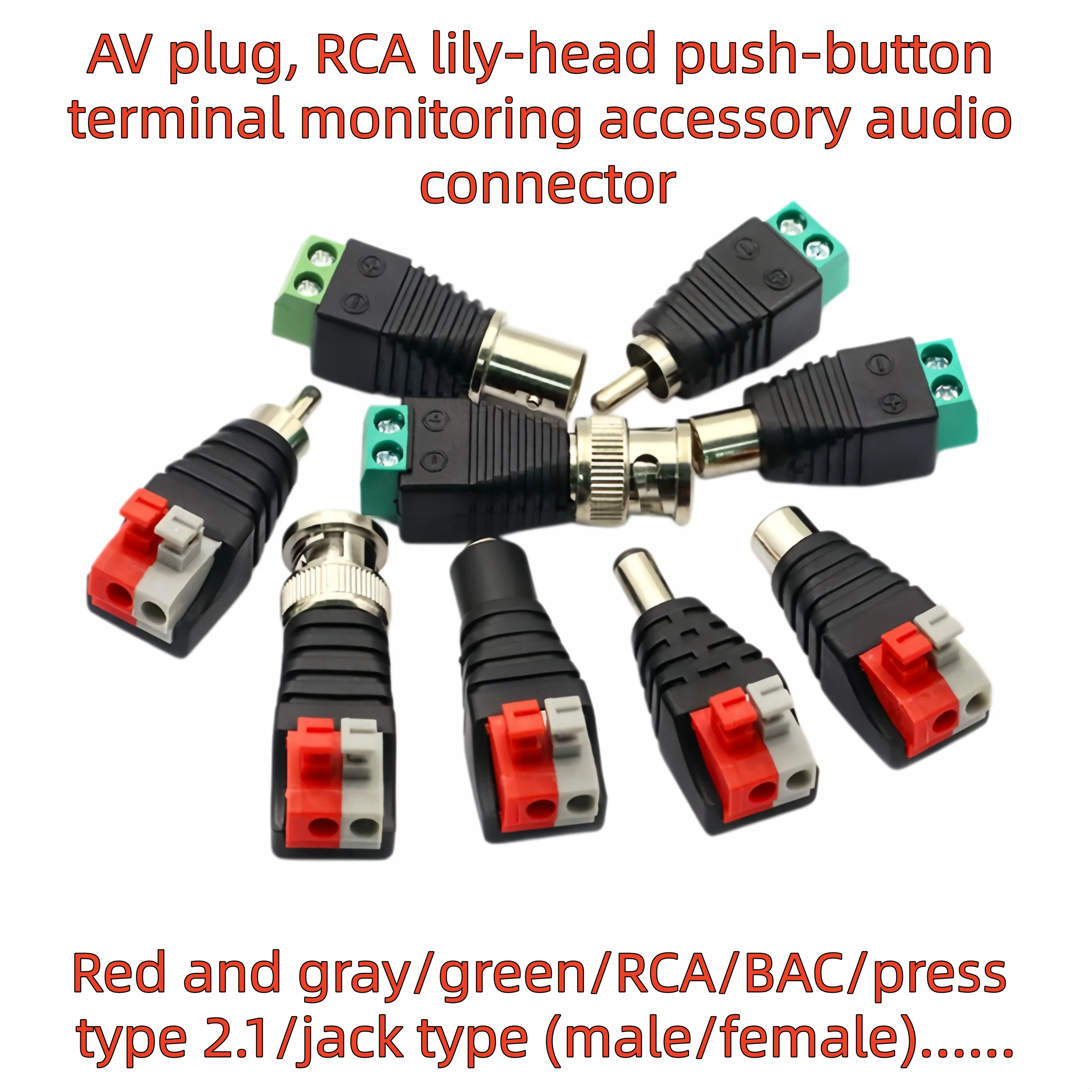 5/10 RCA Plug Male Female Connectors RCA Lotus Head Welding-free Audio Speaker Press Type Terminal AV Plug Socket Cable Adapter