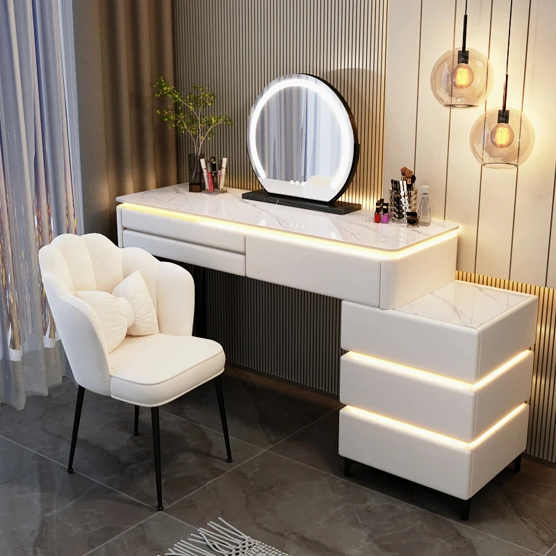 

New Dresser Makeup Tables Vanity Mirror Led Drawer Makeup Dressing Table Luxury Tavoli Da Trucco Bedroom Furniture AS99EW