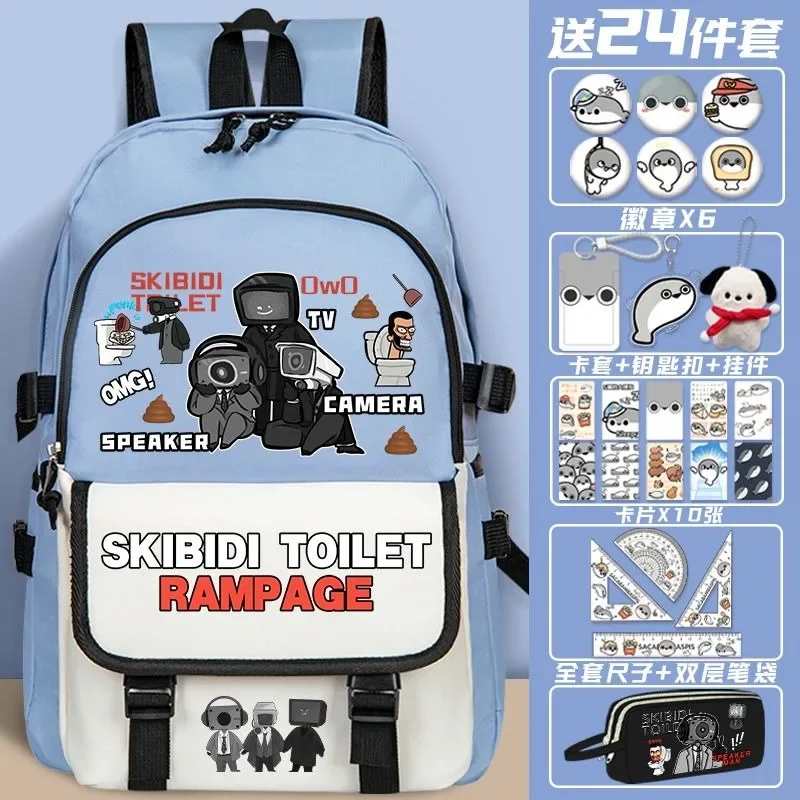 

Breathable mesh, Black Blue, Skibidi Toilet, Student Kids Teens School Bags, Large Capacity Mochilas Anime Backpacks Girls Boys