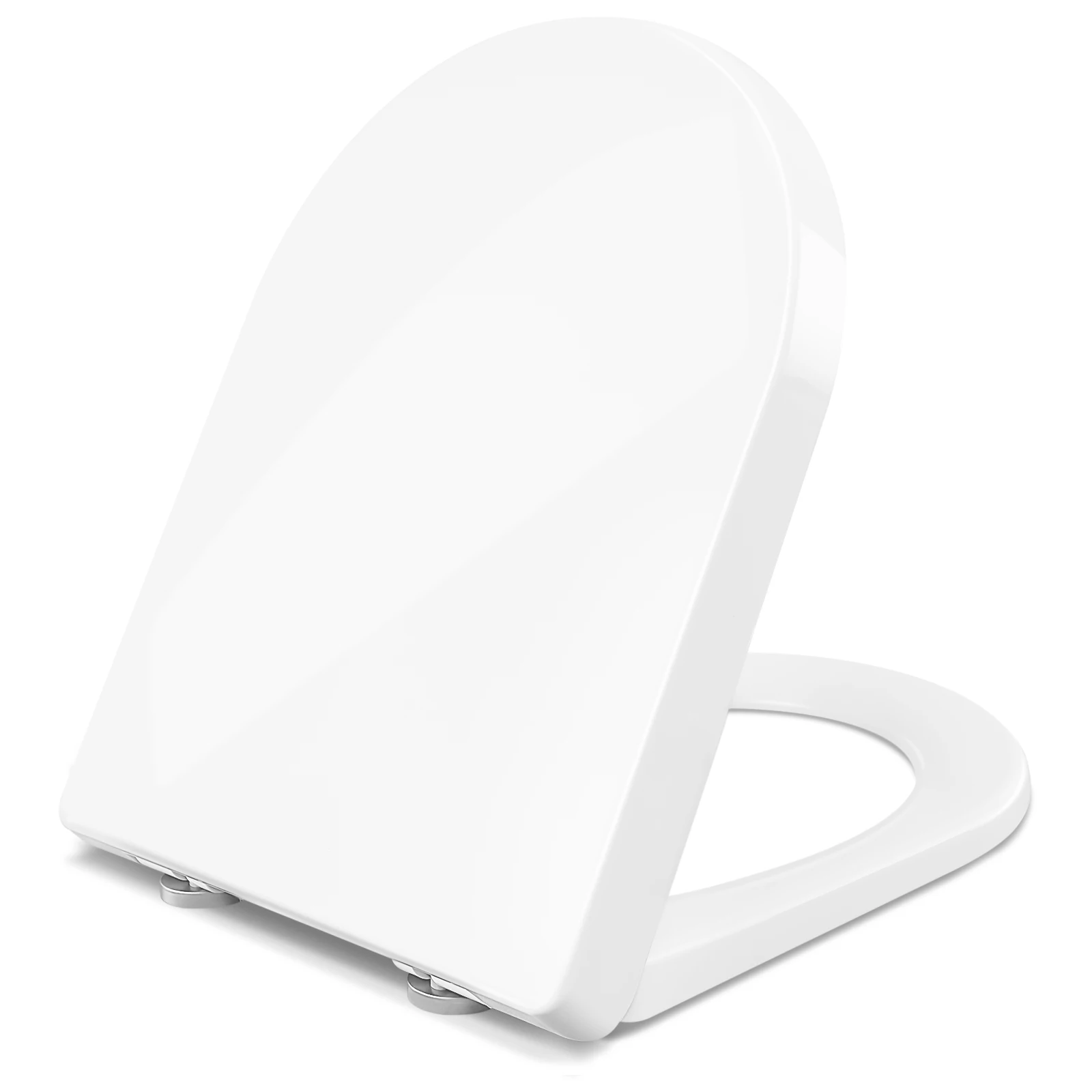 WOLTU D-förmiger Toilettendeckel mit Soft-Close-Mechanismus, antibakterielle Scharniere, Badezimmerzubehör, schnelle Montage