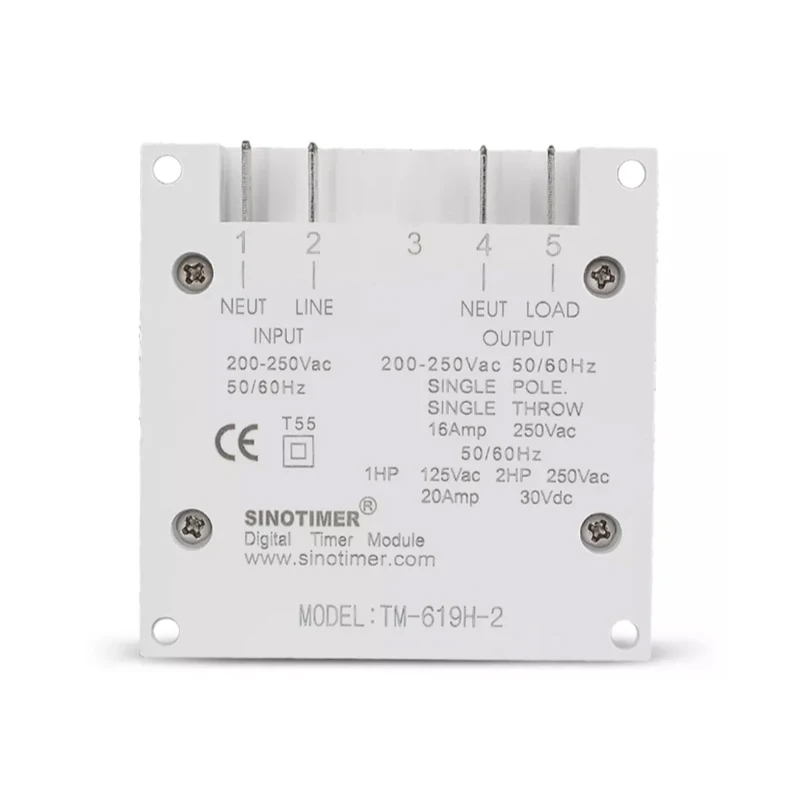 SINOTIMER TM619 AC 220V 230V 240V Digital LCD Power Timer Programmable Time Switch Relay with UL listed relay 16A Voltage Output