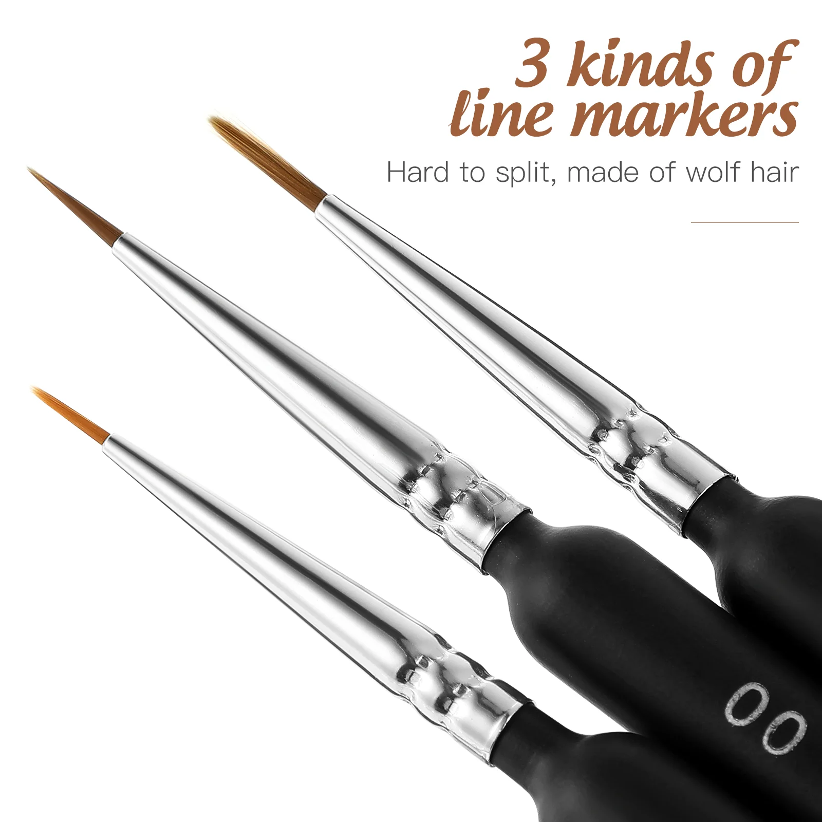 3 Pcs Fine Tip Paintbrushes Micro Detail Miniature The Face Nail Set Tiny for Nails Wooden Kids Kit