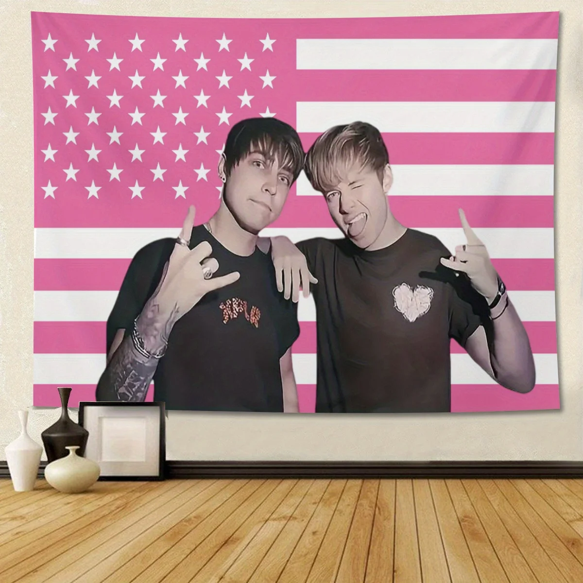 1pc Sam and Colby Tapestry American Flag Pink Comedy Tapestry | Suitable for Decorating College Dormitories