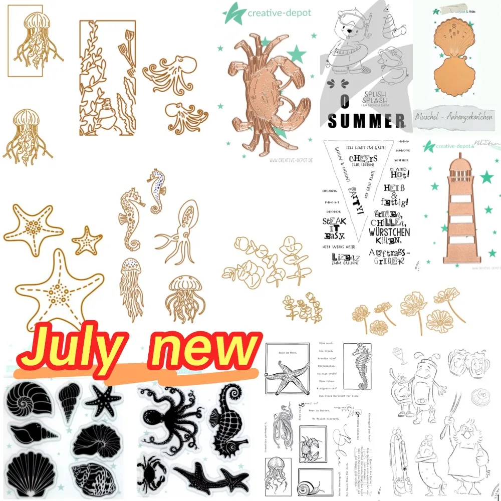 2026 Juni Neu: Doodle Strandkorb Metall-Stanzformen und Stempel für DIY Scrapbooking, Fotoalben, Prägung, dekorative Papierkarten