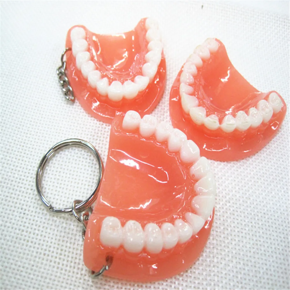 2023 New Creative Fashion Tooth Key Chain Resin Molar Upper Jaw Model Shape Denture Keychains Pendant Keyring Dental Clinic Gift