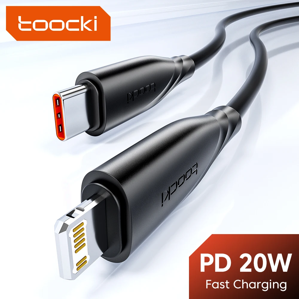 Toocki PD 20W Cable For iPhone 14 13 12 11 Pro Max 8 7 Plus Macbook 2.4A Fast Charging USB C To Lighting Cable Data Wire 1M 2M