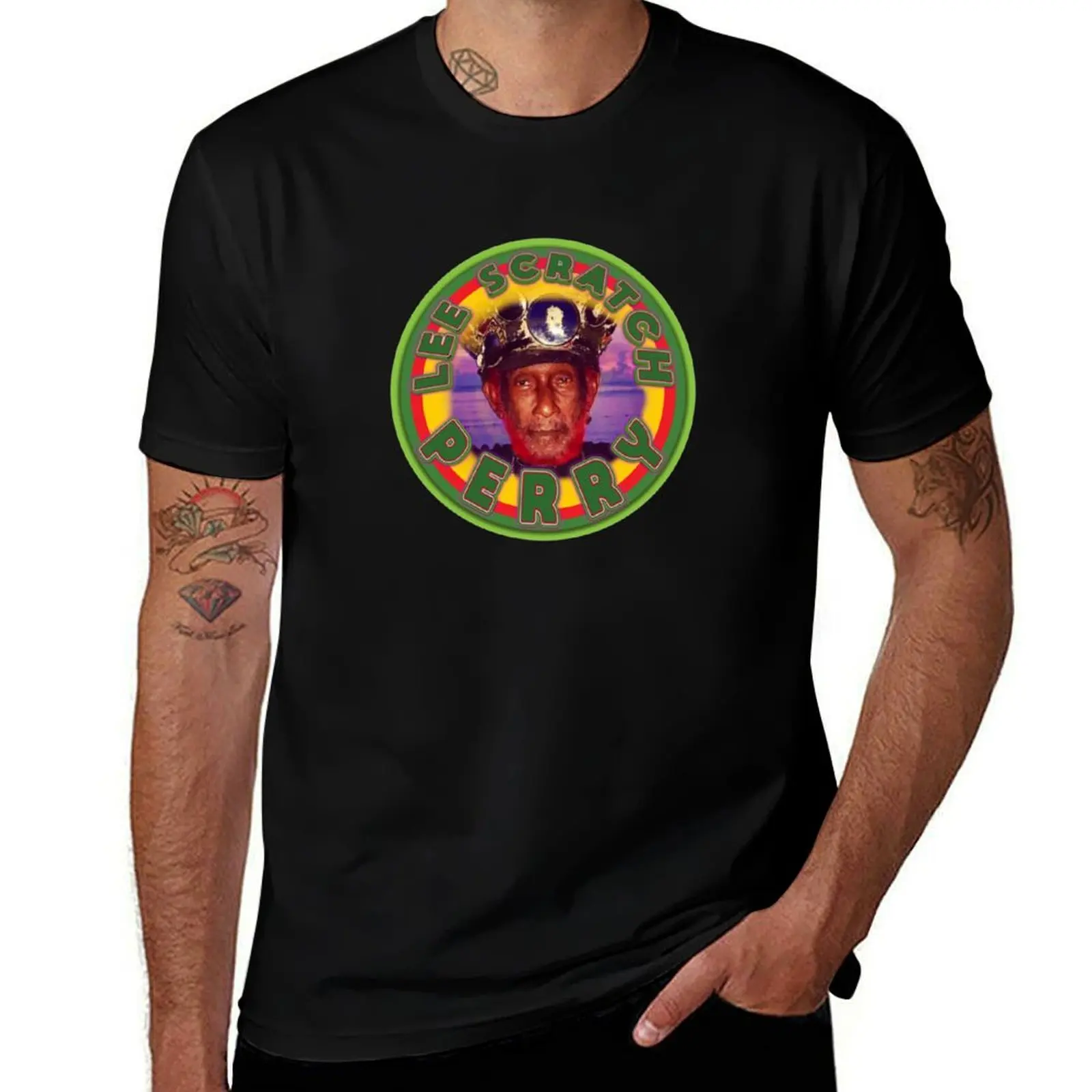 

Lee Scratch Perry 2 Jamaica Tribute colors Lee Scratch Green music signerCap T-Shirt