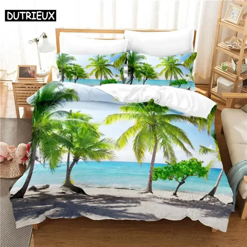Luxury New 3D Print Coconut Tree Bedding Set Single Twin Double Queen King Cal King Size Bed Linen Set
