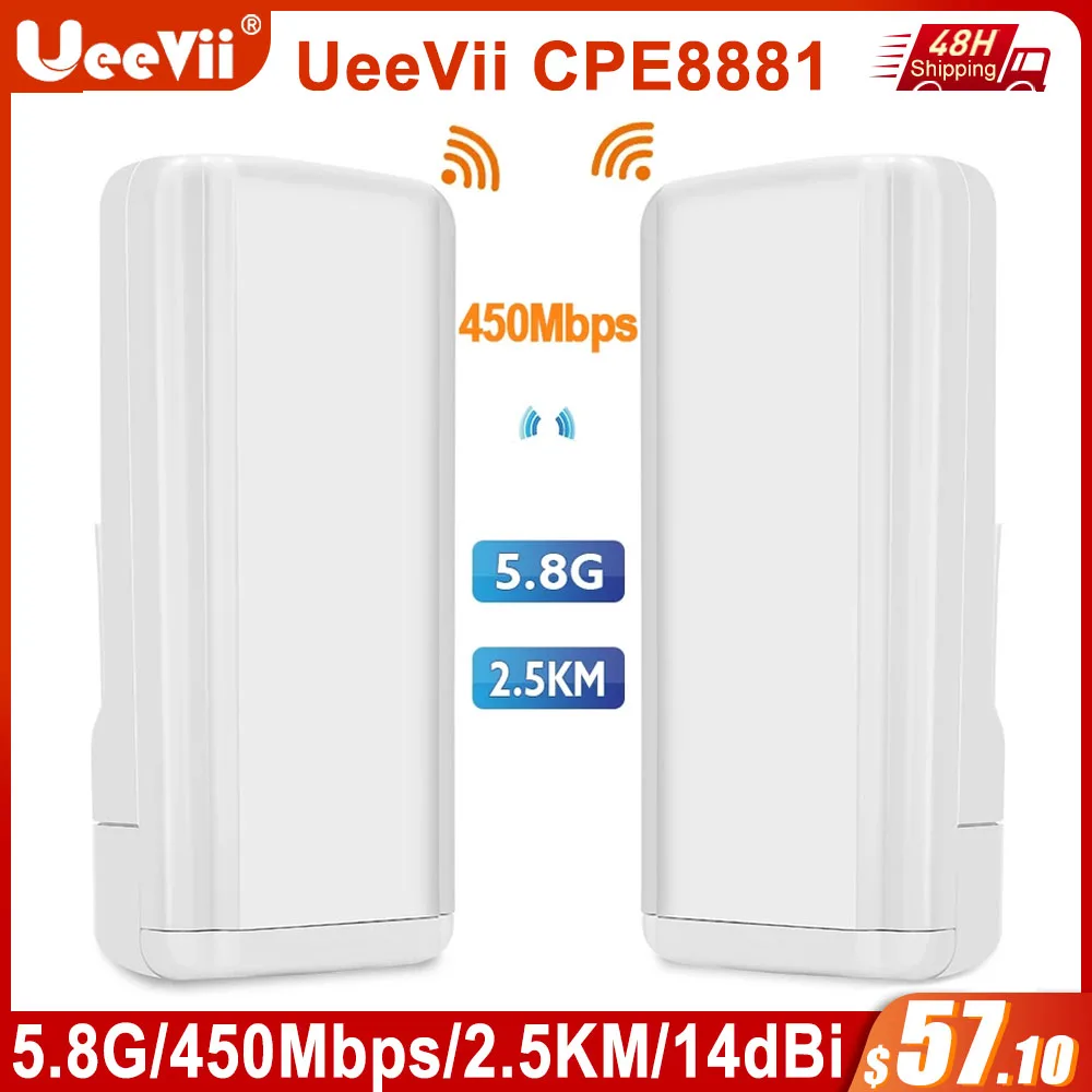 

UeeVii CPE8881 450Mbps 5.8G WIFI Bridge Outdoor CPE 2.5KM Wifi Router For IP Camera Long Range Extender Wireless Wifi Router