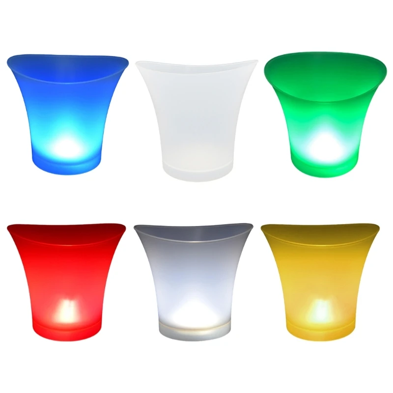 Convenient LED Ice Buckets Easy to Clean Ice Barrels Glowing Ice Tub Wine Cooler Ice Kegs PP Material for Entertaining