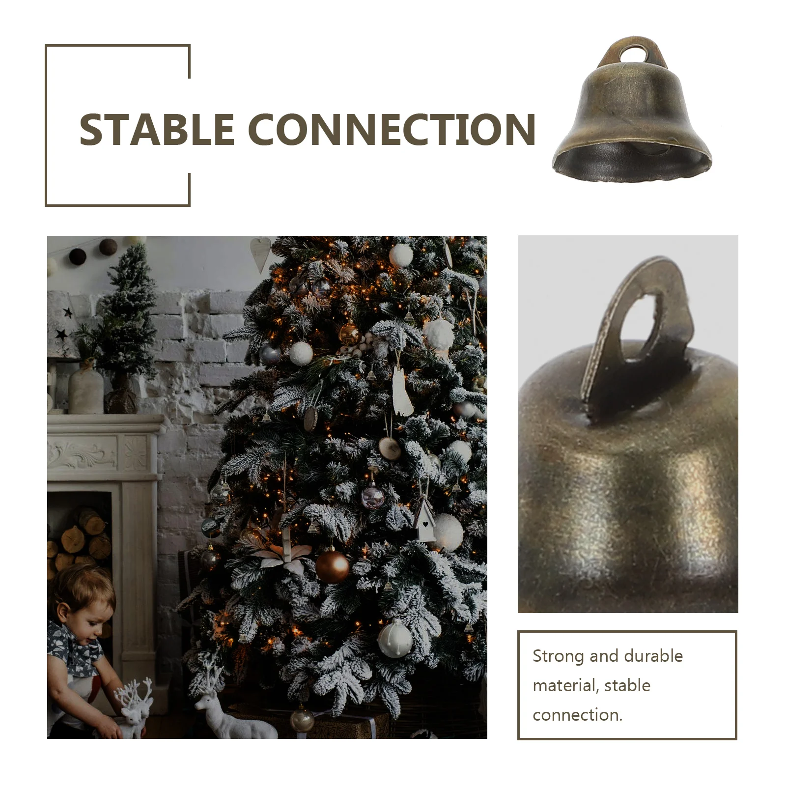 100 Pcs Bronze Bell Mini Bells Xmas Pendant Decor Curtain Fairy Lights Christmas Vintage Tree Hanging USB