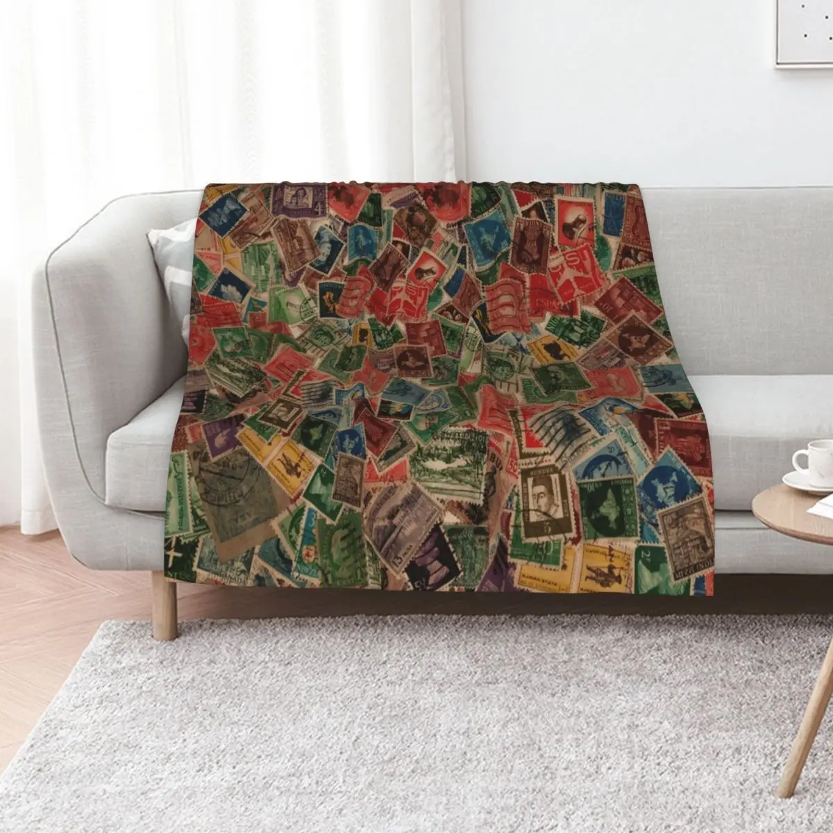 Vintage Postage Stamps Collection Throw Blanket Vintage halloween Furrys Luxury St Decorative Beds bed plaid Blankets