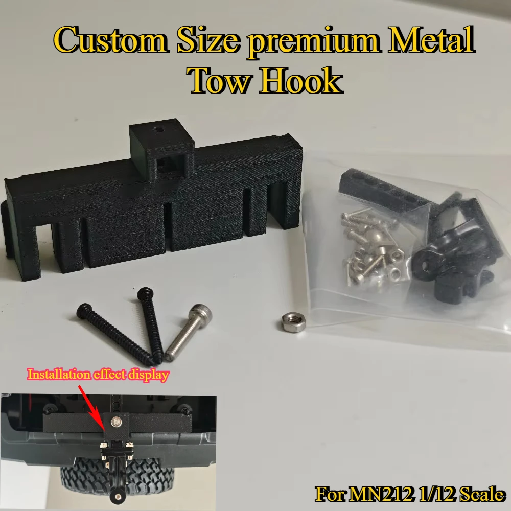 For MN212 1/12 Scale Custom Size premium Metal Tow Hook No-Drill Mount Mod Upgrade Parts RC Crawler Exterior Decor Accessories