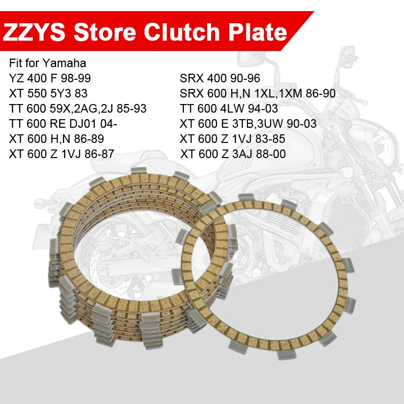 Motorcycle Clutches Parts Friction Clutch Plate for Yamaha YZ400F SRX400 SRX600 XT550 TT600 XT600 YZ400 YZ SRX 400 TT XT 600 550