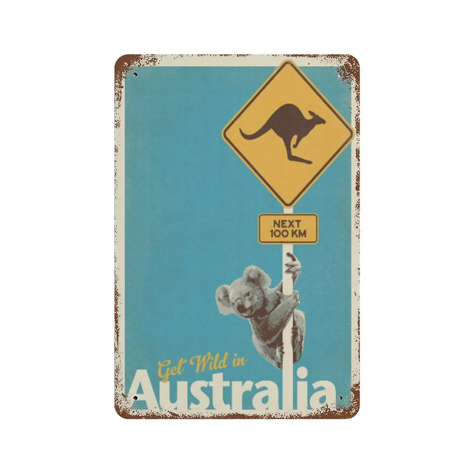 Retro Vintage World Travel Australia, Oceania Geographical Indication Tin Sign Vintage Metal Bar Club Cafe Home Wall Art Decor V