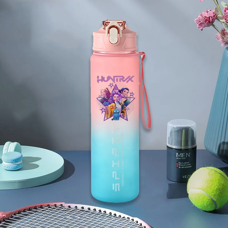 

800 мл KPop охотники на демонов для девочек и мальчиков уличные бутылки для воды портативные большие соломенные чашки для воды мультяшная спортивная офисная бутылка