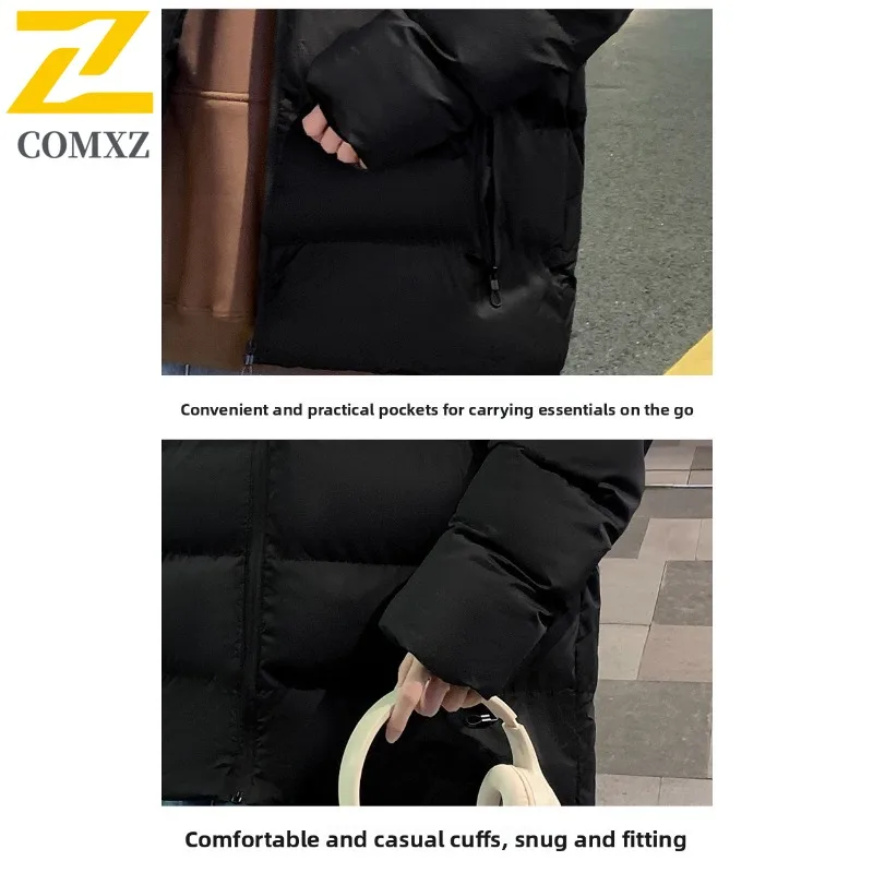 COMXZ Мужское пальто-паркер, модное модное высококачественное повседневное пальто с воротником-стойкой для катания на лыжах, дорожная зимняя куртка 2025, теплое пальто с подкладкой для кемпинга