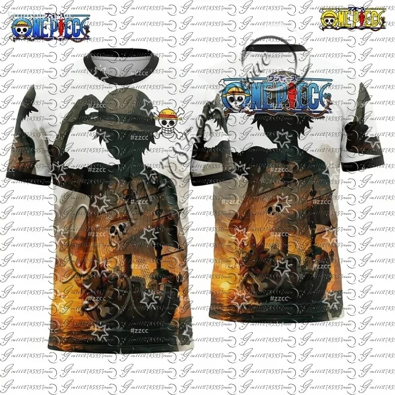 Camiseta de una pieza para niños, estampado Luffy Haki, ropa informal de verano para niños, camiseta de manga corta para niñas, ropa de juego para hombres