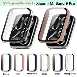 PC +Tempered Glass Case For Xiaomi Mi band 9 Pro Smart Watch Strap Bumper Cover Screen Protector For Xiaomi Mi band9 Pro