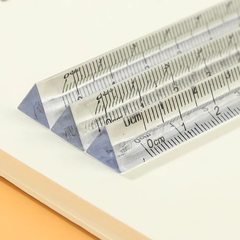 مقياس القرطاسية مكتب الطالب أسلوب بسيط مساطر مثلثة شفافة أدوات قياس مسطرة بلاستيكية #5