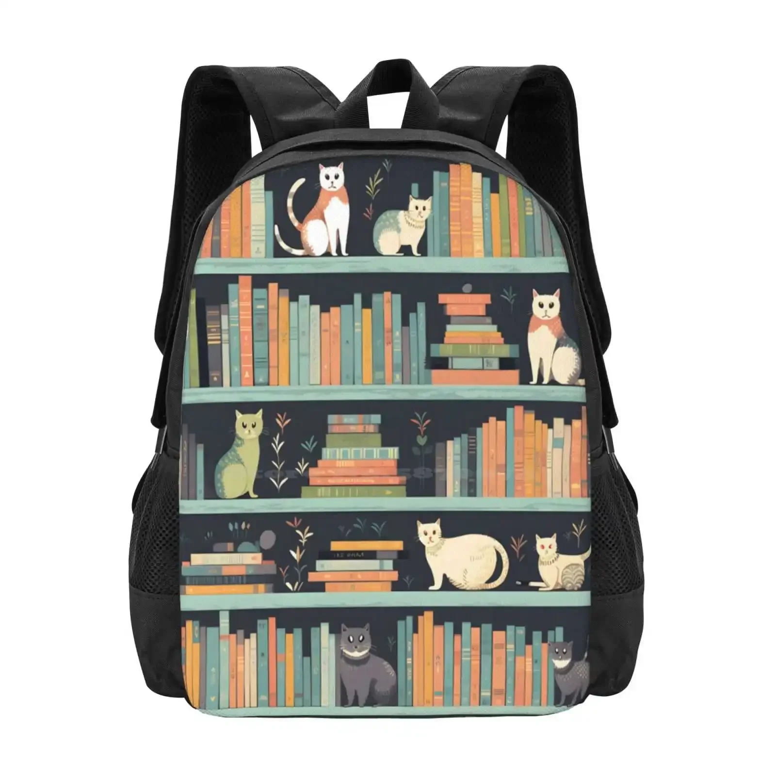 

Cats In Library Books Pastel Pattern Texture Hot Sale Schoolbag Backpack Fashion Bags Bookworm Library Librarian Novelist Cats
