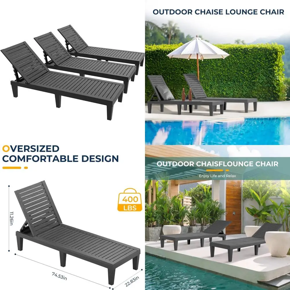 Resin Chaise Lounge Chairs Outdoor, Lightweight Waterproof Design for Patio, Premium Lounge Chairs for Backyard Relaxation