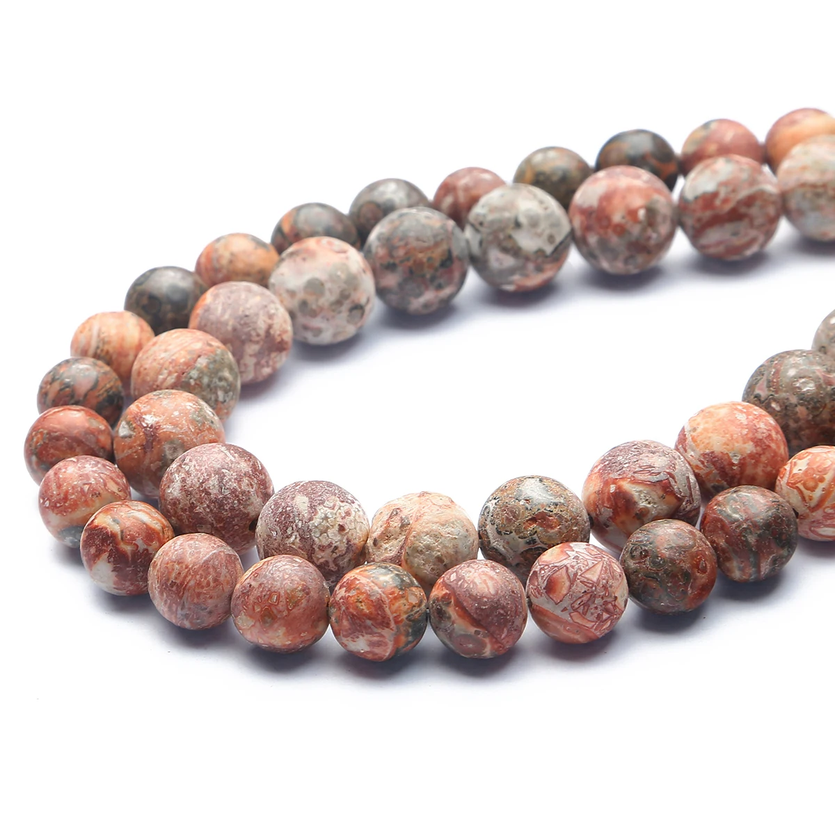 Natursteinperlen aus rotem Leopardenjaspis, runde lose Abstandsperlen für die Herstellung von Schmuck, Armbändern, Halsketten und Ohrringzubehör. – Detail 2