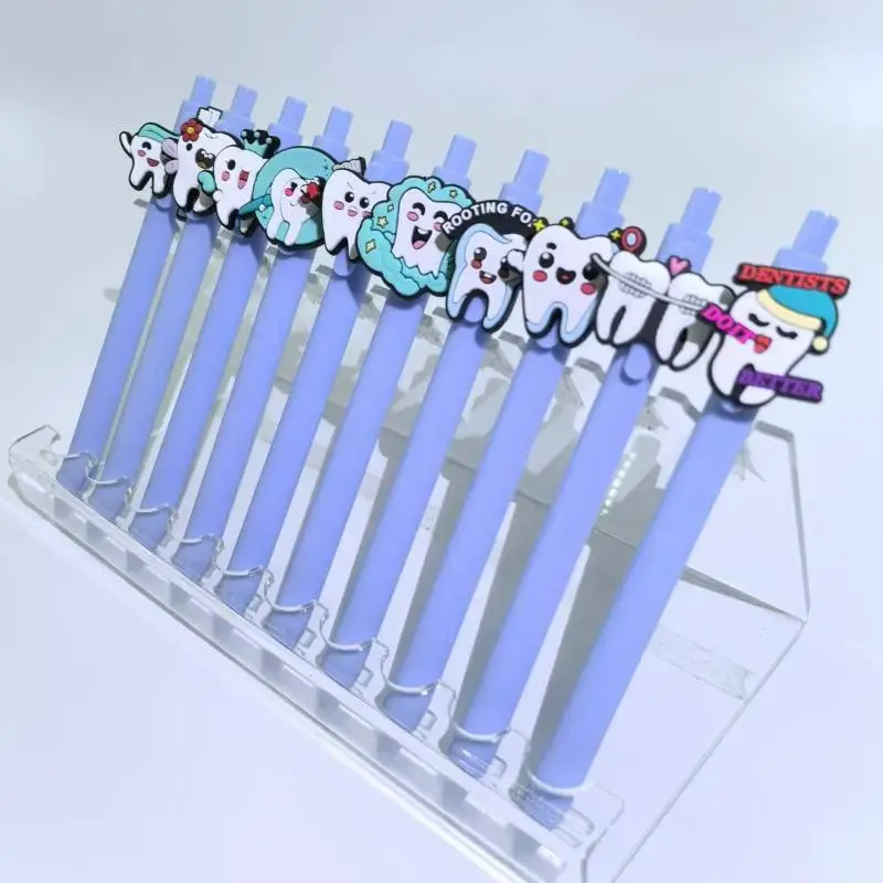 10Pcs Theme Soft Gel Pen Smile Teeth Series Ballpoint Pen Student Stationery  Blue Series Retractable Gel Pens Dentist Teeth view 6