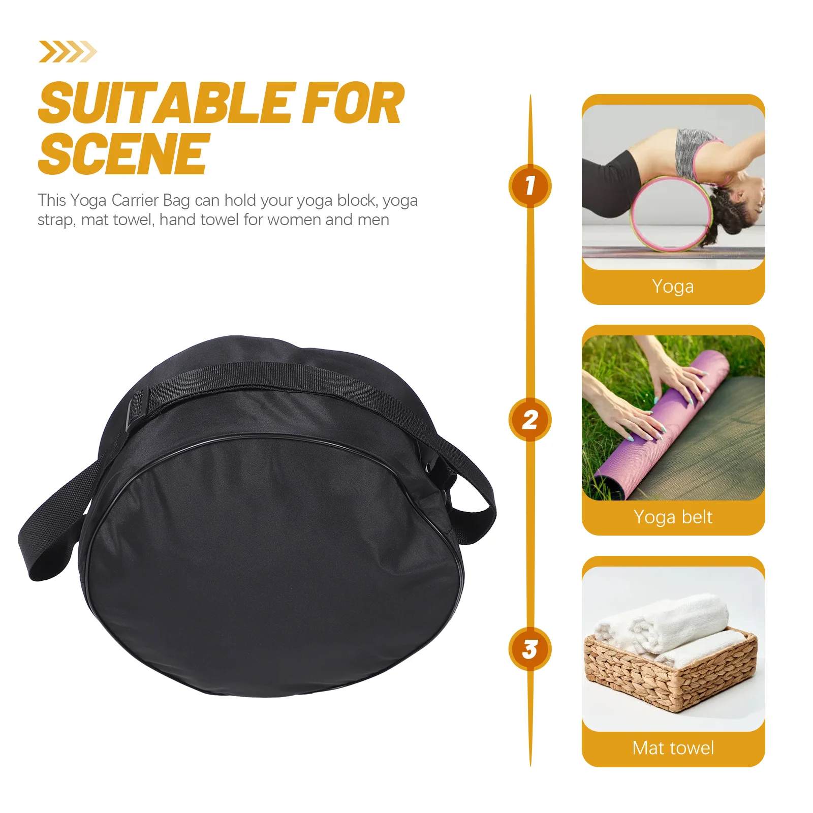 

Yoga Wheel Storage Bag Adjustable Strap Large Capacity Yoga Equipment Holder For Towel Fitness Travel Gym Sports Bag