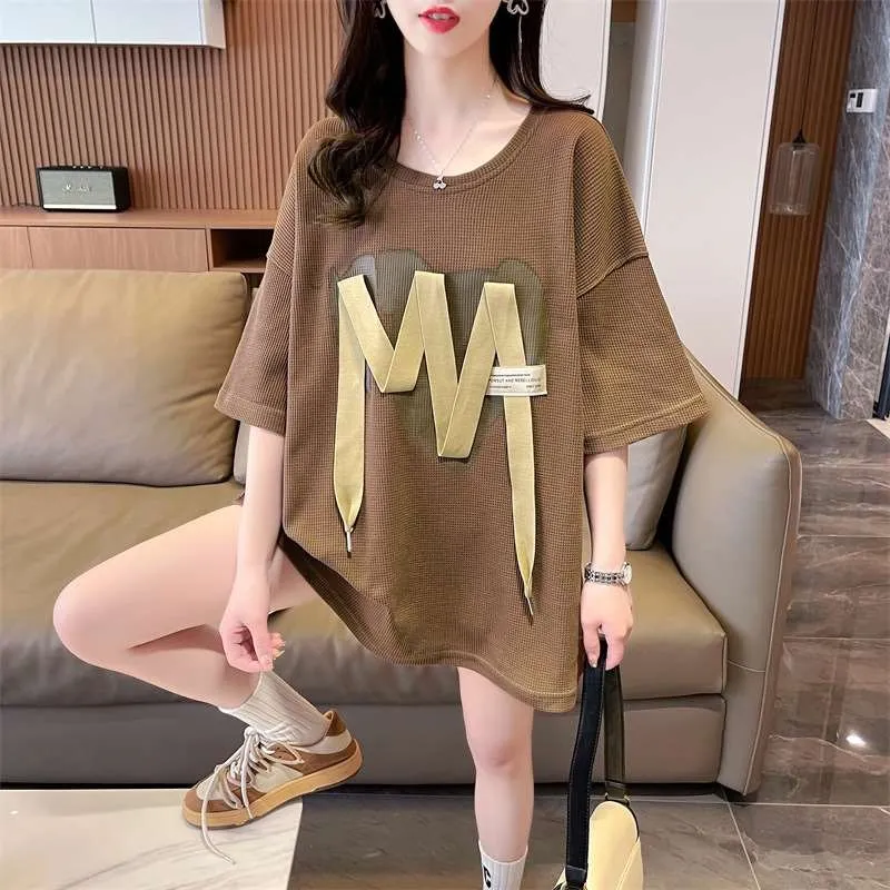 

Summer Casual Loose Women's ort-sve T-irt Wfle Design New Design Cotton Men's Straight Leg Sle T-irt ort Sv...