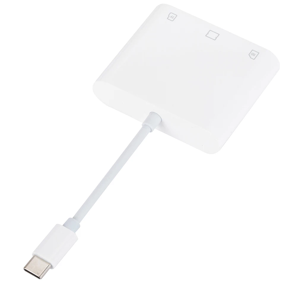 Adaptador de câmera compacta para iPad e iPhone 15, 3 em 1, tipo C para CF, SD, leitor de cartão TF, Driver Free, TF