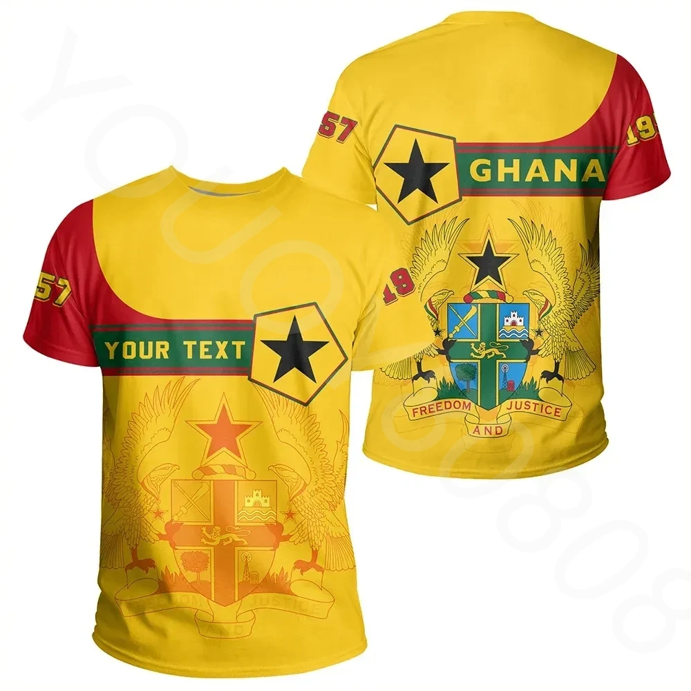 (Custom) African Region Men's Round Neck Short Sleeve Summer T-Shirt 3D Printing Ghana Tee Pentagon Style