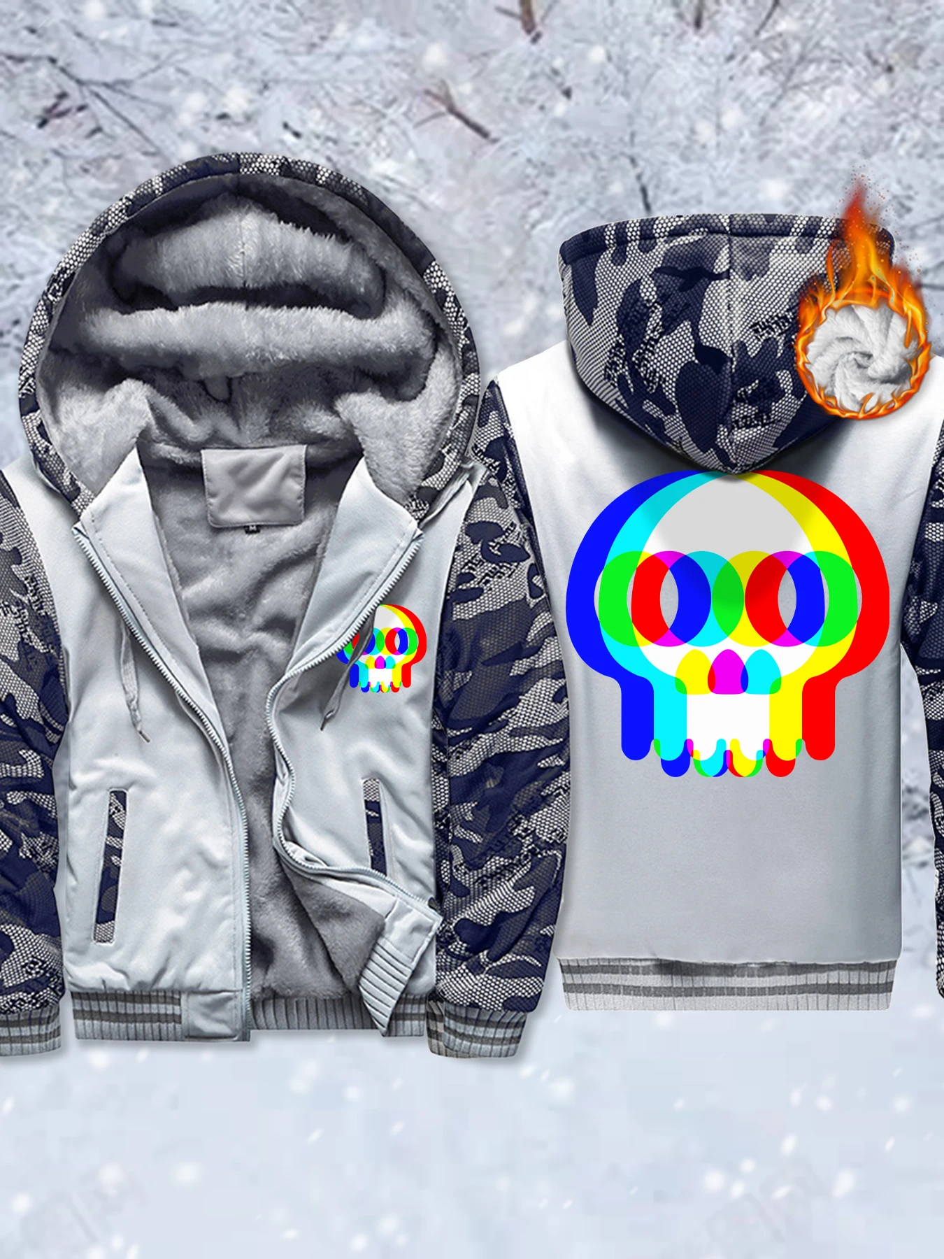 

Разноцветные мужские базовые зимние куртки с принтом черепа, флисовая жилетка на молнии, утепленная теплая толстовка с капюшоном, удобная мягкая уличная одежда
