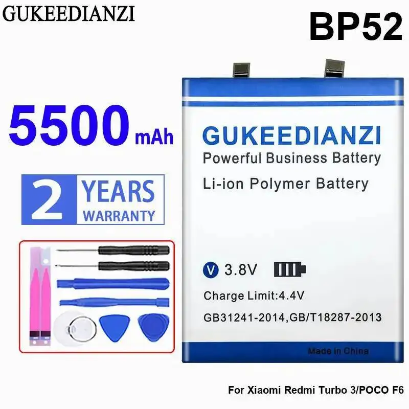 

For Xiaomi Redmi Turbo 3 Poco F6 Mobile Phone Battery Premium Replacement BP52 5500Mah