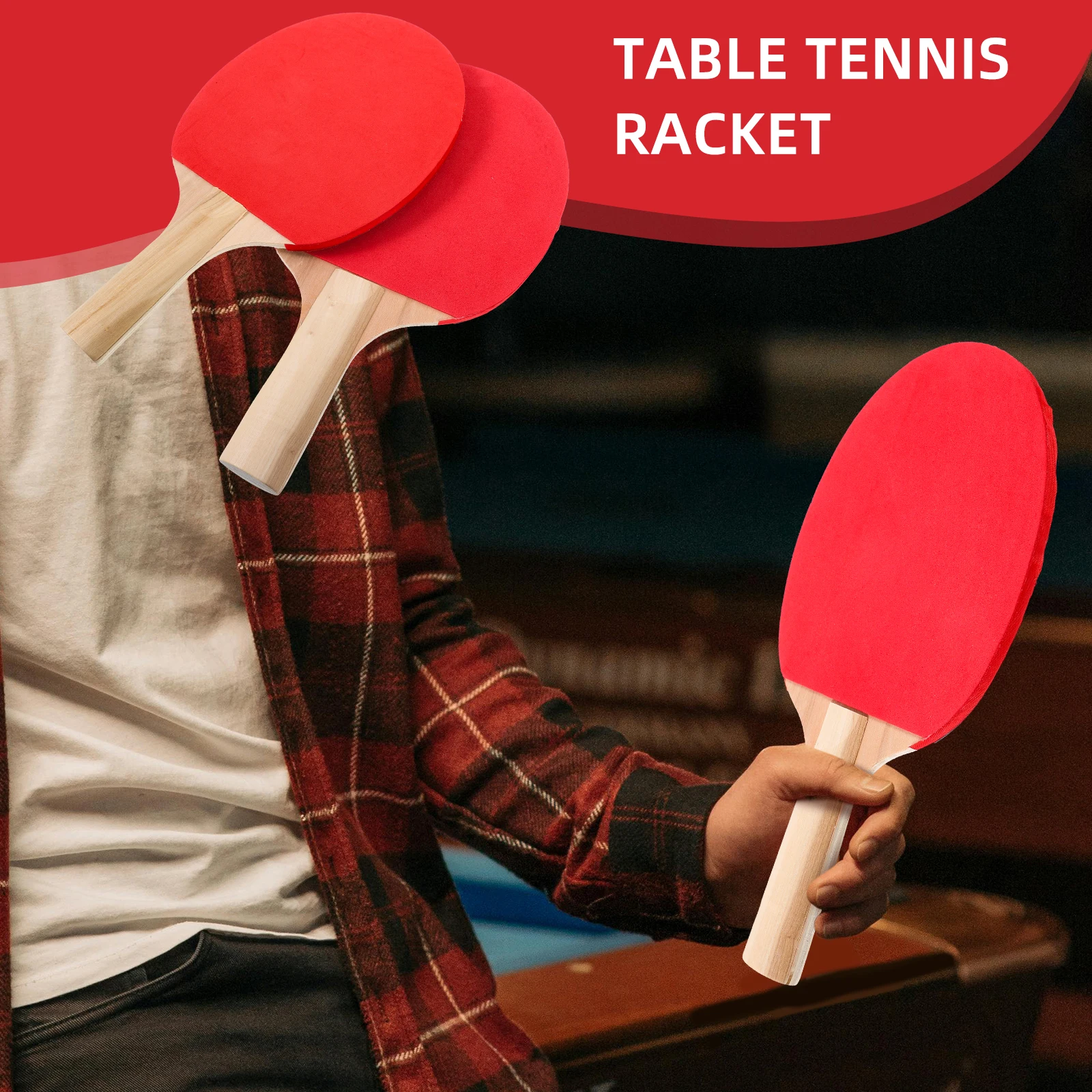 

1 Pair Of Portable Table Tennis Racket Lightweight Wooden Bat Comfortable Grip For s Adults Outdoor Indoor Play Non-S