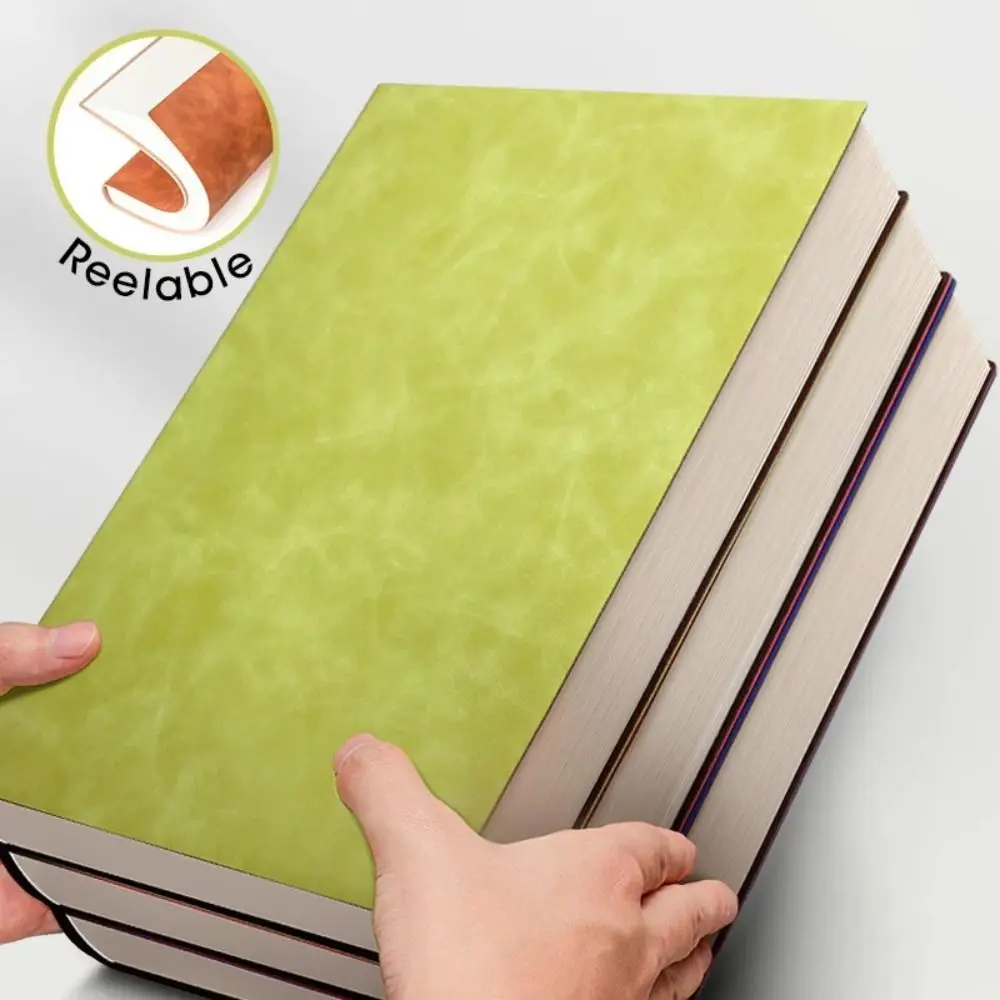 Line/Blank A4 Thick Notebook PU Cover Horizontal Line Large Notebook Large 200 Pages A4 Square Notebooks Office Meeting