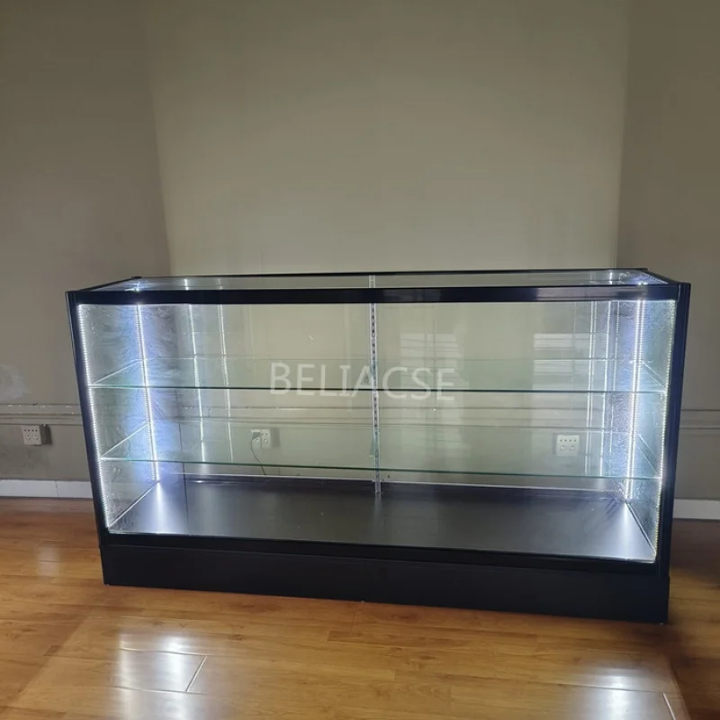 Aangepaste 70Inch Rookwinkel Full Glazen Vitrinekasten Met Led-Licht Hoge Producten Vitrines Vitrine