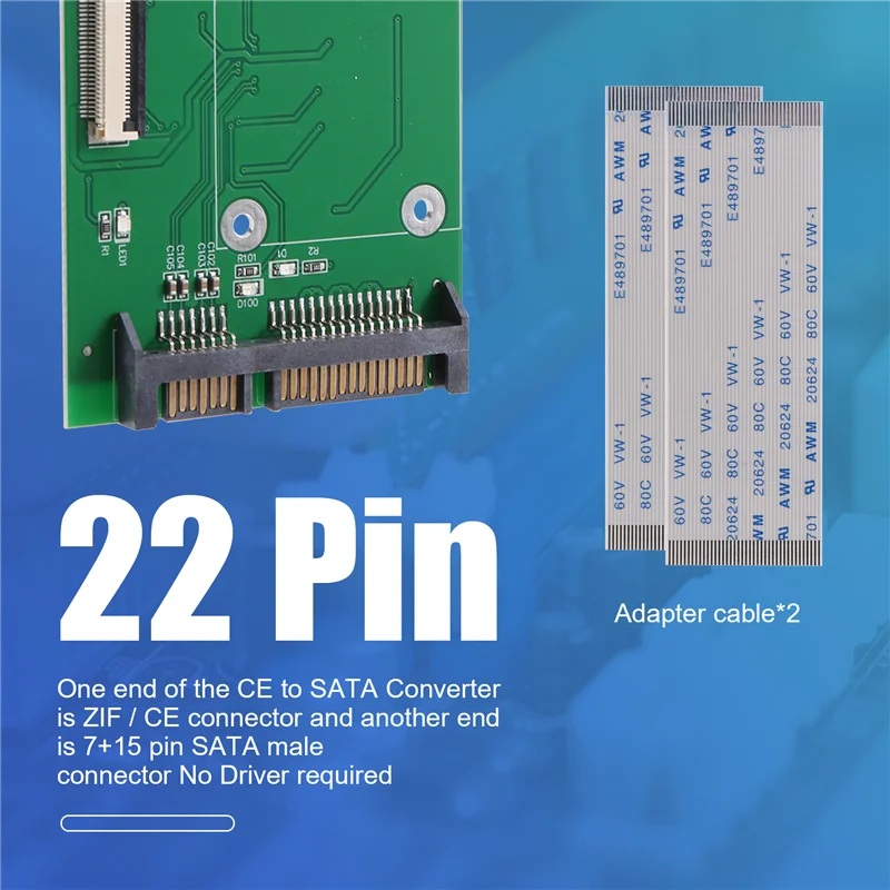 Эффективный 1,8-дюймовый 40-контактный ZIF/CE SSD HDD жесткий диск на 7 + 15 22-контактный адаптер SATA, плата преобразователя