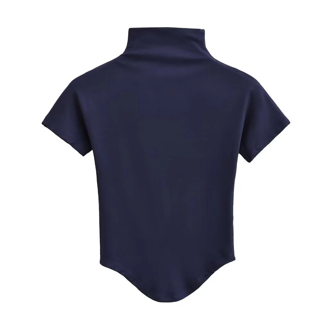 T-shirt slim fit ort Sve Strato base da donna irt High Ne Design American Hot Girl Sle Strato base con orlo ad arco elastico