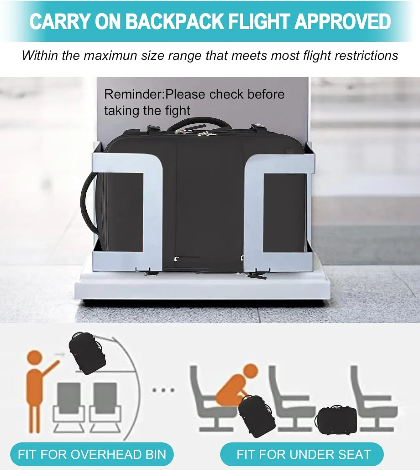 42L Flight Approved Backpack for Men Women - Waterproof Laptop & Gym Daypack