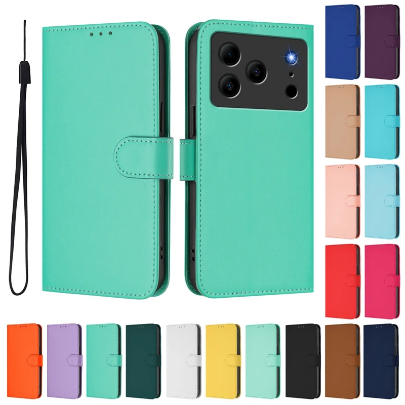 For Doogee Note 56 58 59 Case on for Funda Doogee Note 56 Pro Note58 59 Pro Case Candy Solid Color Flip Phone Cover Etui Coque