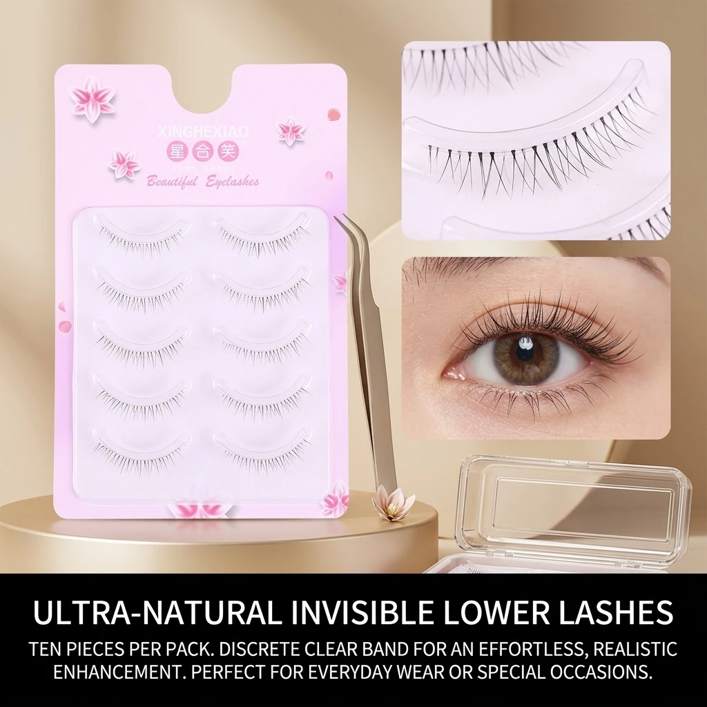 5 Paar Klare Band-Wimpern, Natürlich Aussehende Wimpern für Tägliches Make-up, Unsichtbare C-Curl Synthetikfaser-Schönheits-Augen-Tool