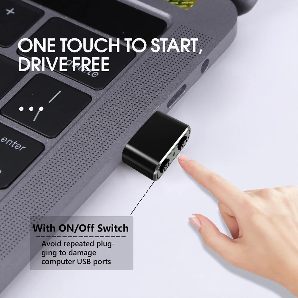 ماوس USB صغير أوتوماتيكي Jiggler غير قابل للاكتشاف، توصيل مؤشر الحركة التلقائي والتشغيل مع ضوء مؤشر تشغيل/إيقاف لسطح المكتب المحمول