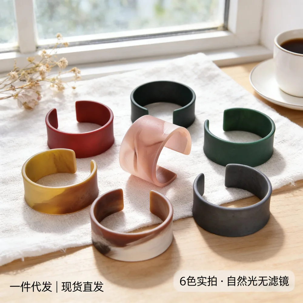 DIY accessories Core blue new European and American ins wind wide-edge bracelet, matte matte pattern bracelet, cross-border spot
