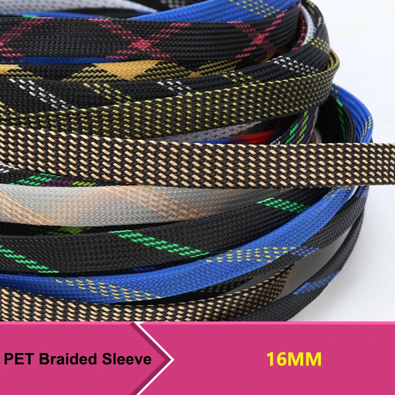 

1~50M PET Expandable Cable Sleeve 16mm Tight Braided High Density Hardness Insulate Line Protect Sleeving Wire Wrap Gland Sheath